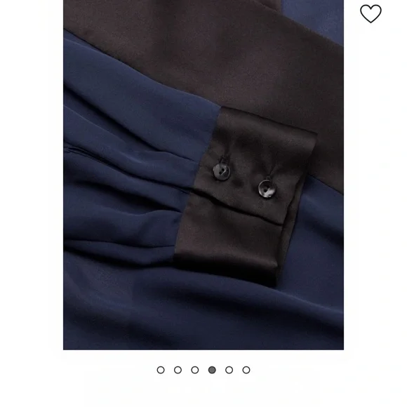 L’AGENCE Kyla Satin Silk  Trim Draped Blouse - Picture 11 of 12